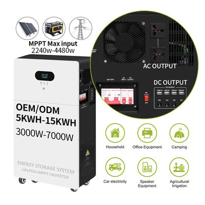 Bank pembangkit listrik All In One Inverter Hybrid Off Grid AC 5kw 10kw 15kw 20kw Solar Lithium LiFePO4 Energy Storage Battery System