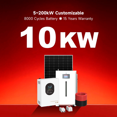 Paket lengkap penyimpanan rumah menggunakan 10kwh 30kwh Baterai Paket Daya off Grid Hybrid untuk rumah Panel atap pemasangan Sistem energi surya