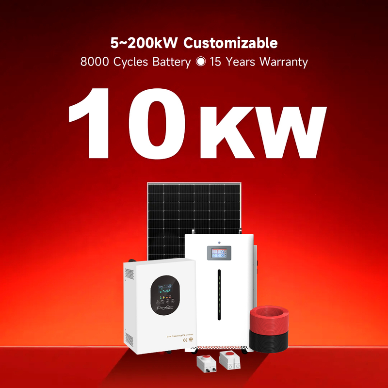 Paket lengkap penyimpanan rumah menggunakan 10kwh 30kwh Baterai Paket Daya off Grid Hybrid untuk rumah Panel atap pemasangan Sistem energi surya