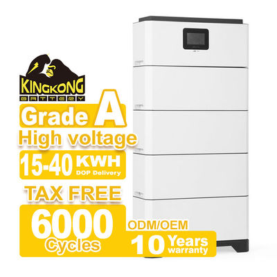 Sambungan Hybrid Grid Inverter yang Cocok secara luas LFP Baterai Tegangan Tinggi Modular yang ditumpuk Sistem penyimpanan energi rumah 15-40