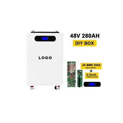 280Ah Baterai Vertikal DIY Kotak Baterai dengan Roda dan Stand Up Case Logam Putih